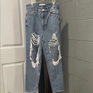 PacSun Ripped Blue Straight Leg Jeans